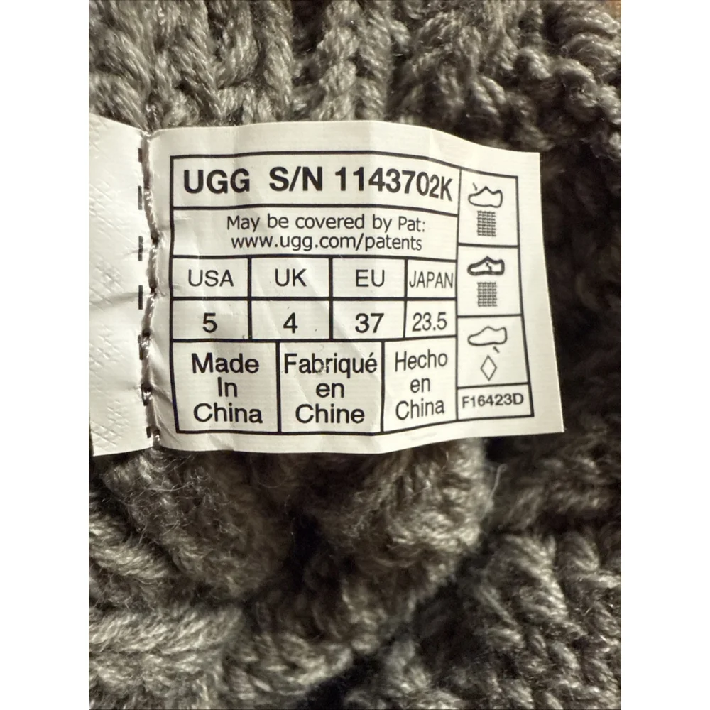 [1146010-GREY] UGG Women's Classic Cardi Cabled Knit Grey Boots Size 5